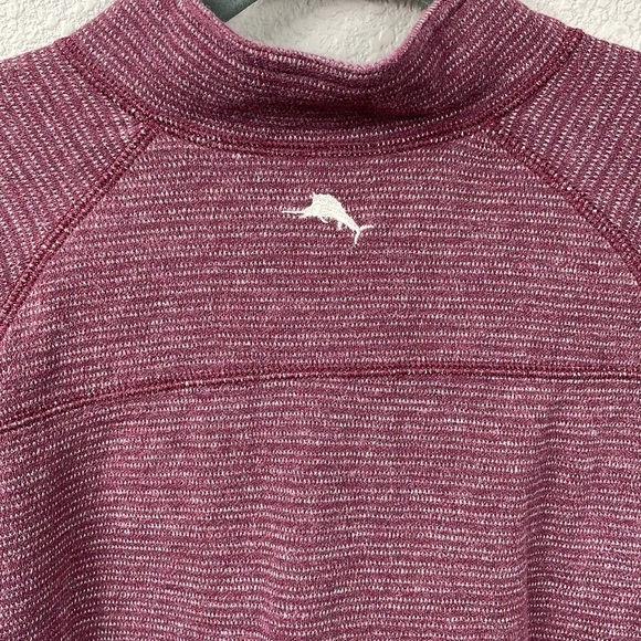 Tommy Bahama On The Double Half Zip Sweatshirt Marled Maroon Cabernet Knit - Picture 6 of 10